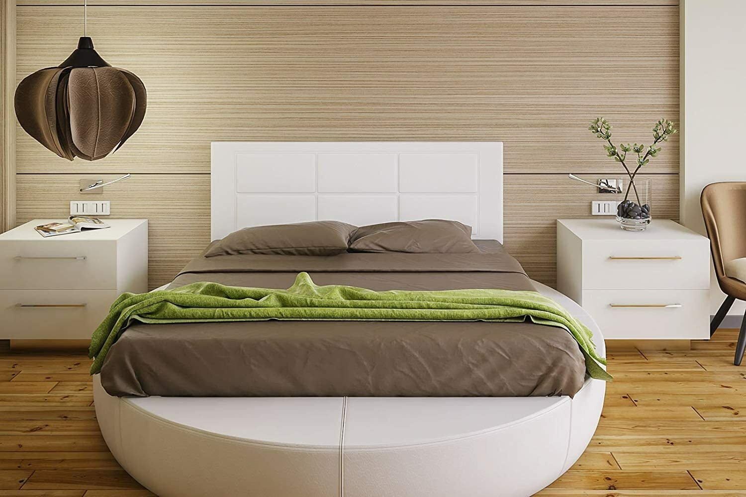 Cabecero Tapizado, Válido para Cama 90-105-135-150 cm,Blanco, Chocolate