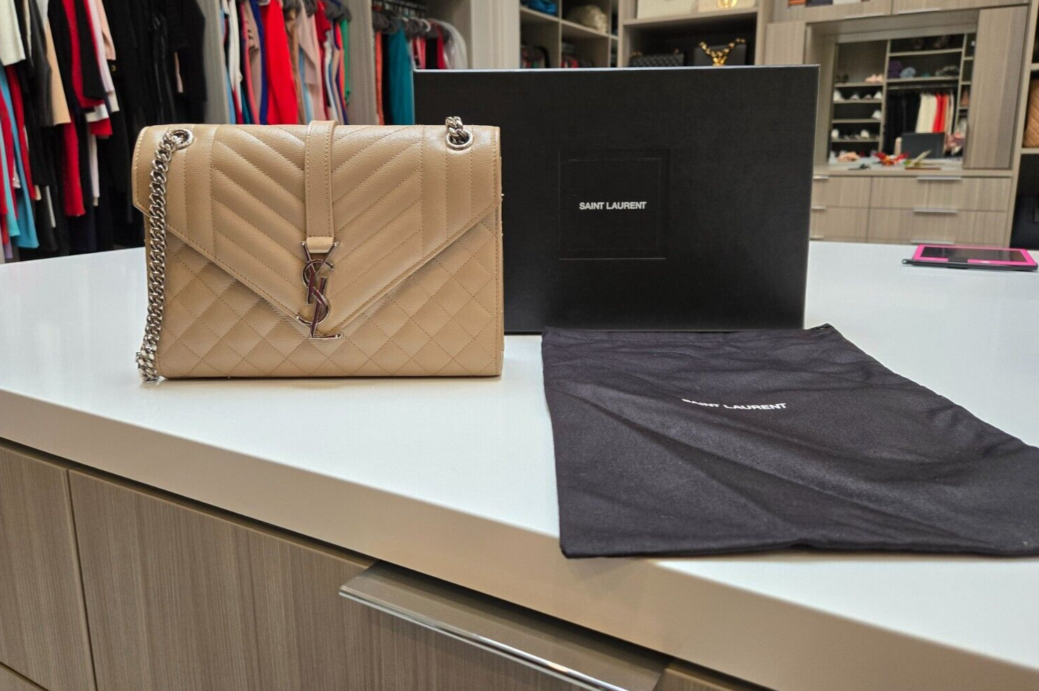 SAINT LAURENT ENVELOPPE エンベロープ ミディアム エンベロープ ミディアム (ミックスマトラッセ／ラムスキン