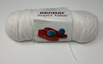5.5oz Bernat Super Value Solid Yarn-White 164053-7391.