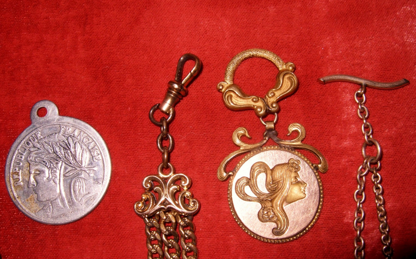 Victorian Noveau Gold Fill Watch Chains Fobs Parts  Wear /  Repair Lot