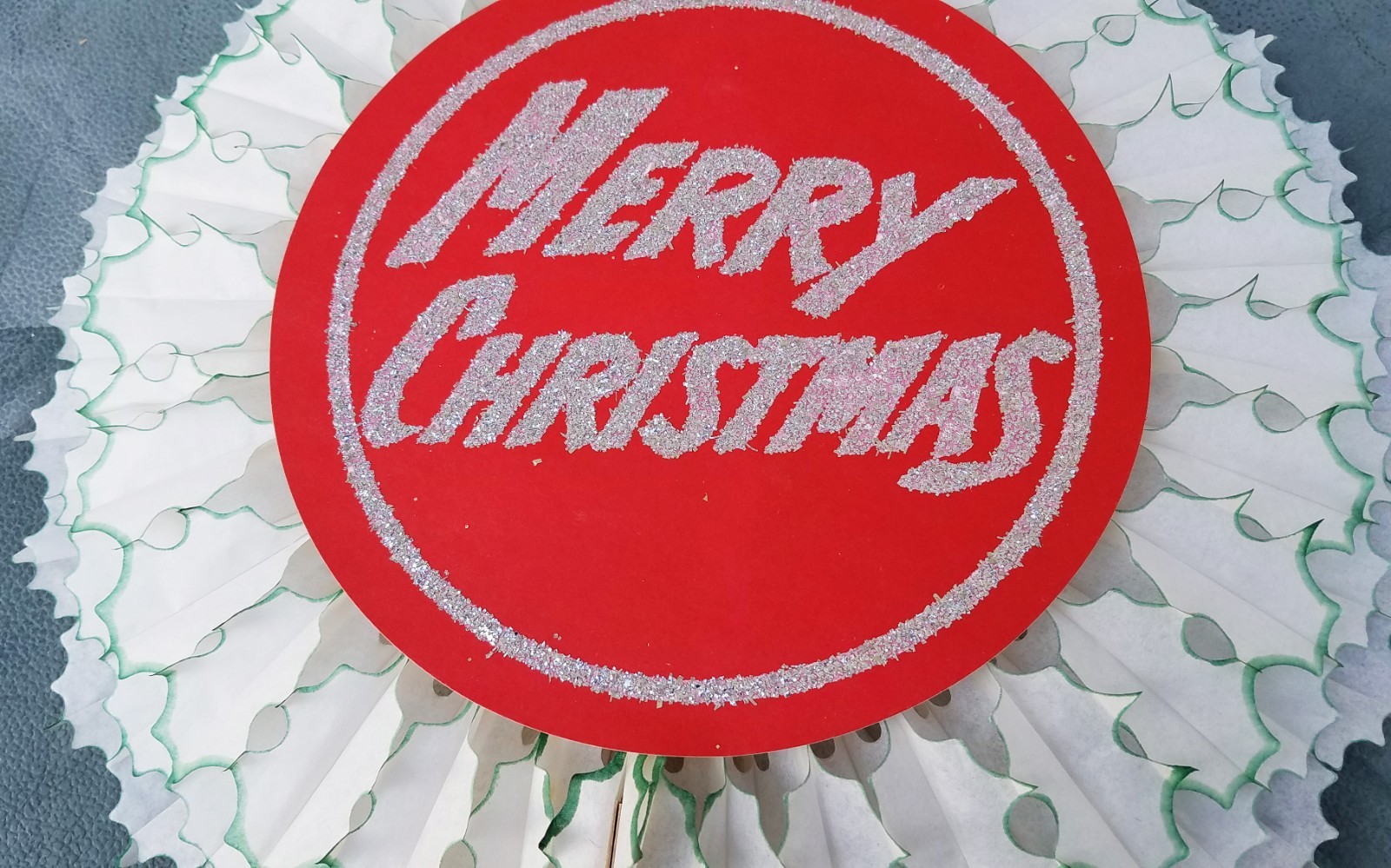 Vintage Mid-Century- HONEYCOMB WREATH - Large 15 inch- Paper Fold-out MCM