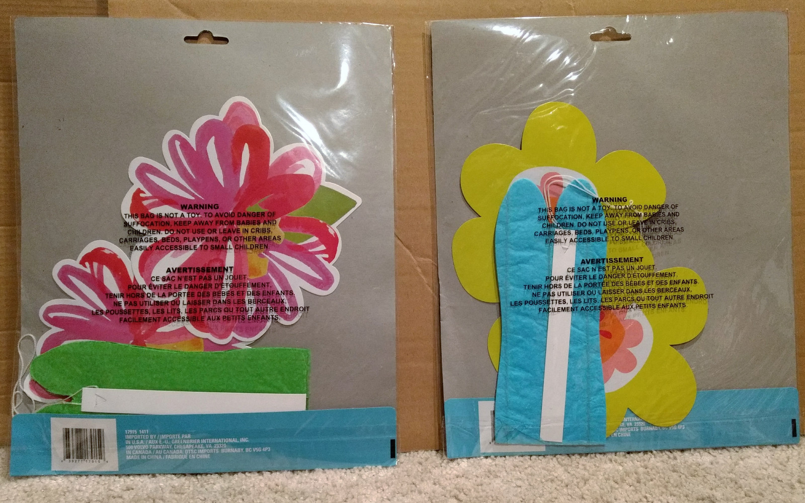 x2 Hanging/Wall Flower Decoration-Cardboard/Crepe Paper/Spring-Blue/Green-School