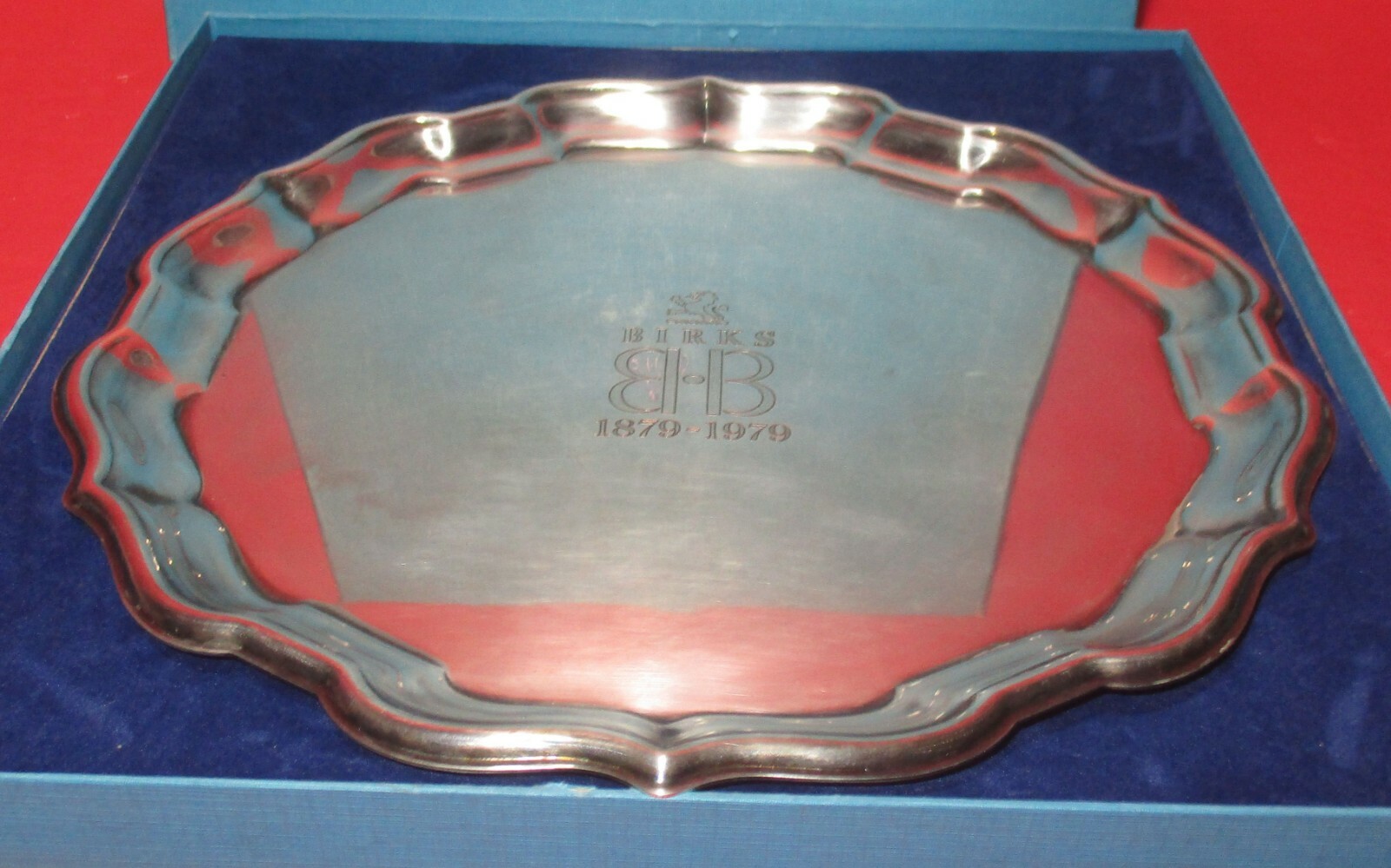 Vintage Birks Regency Plate 1879 - 1979 E.P. Brass Tray 10 1/4 Inch Original Box