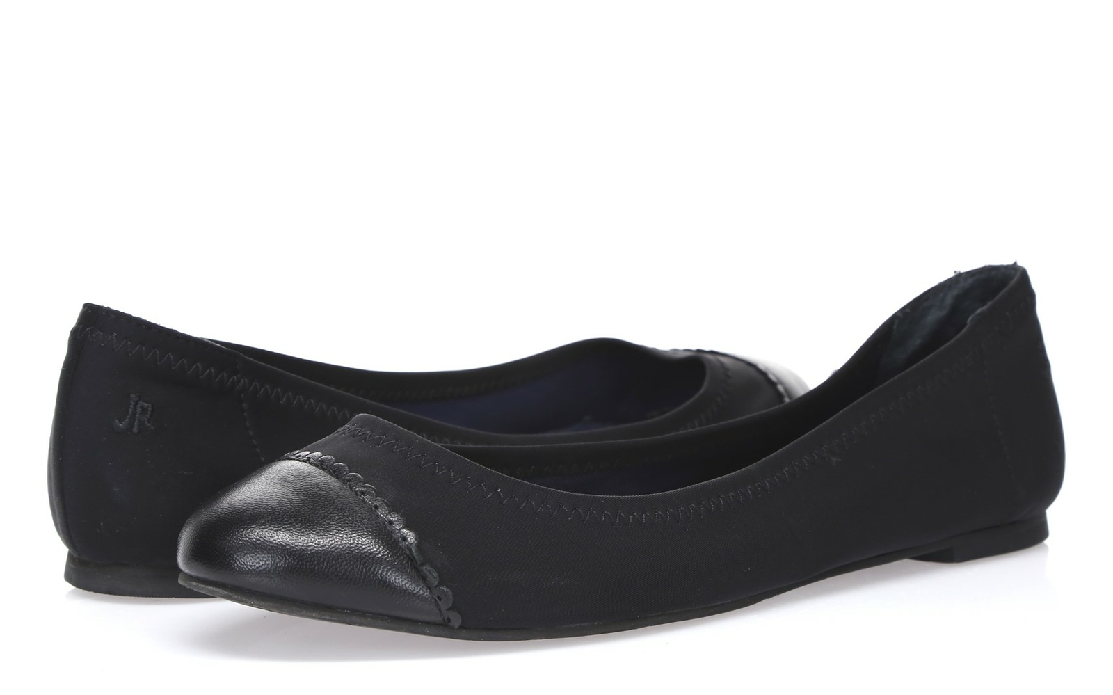 Jack Rogers Womens Black Leather Cap Toe Slip On Ballet Flats Shoes Size 6 M