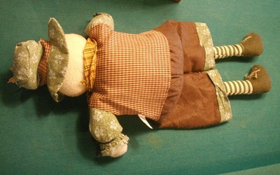 fall decor Nantucket doll bear pumpkin leaves hat 20 in shelf sitter