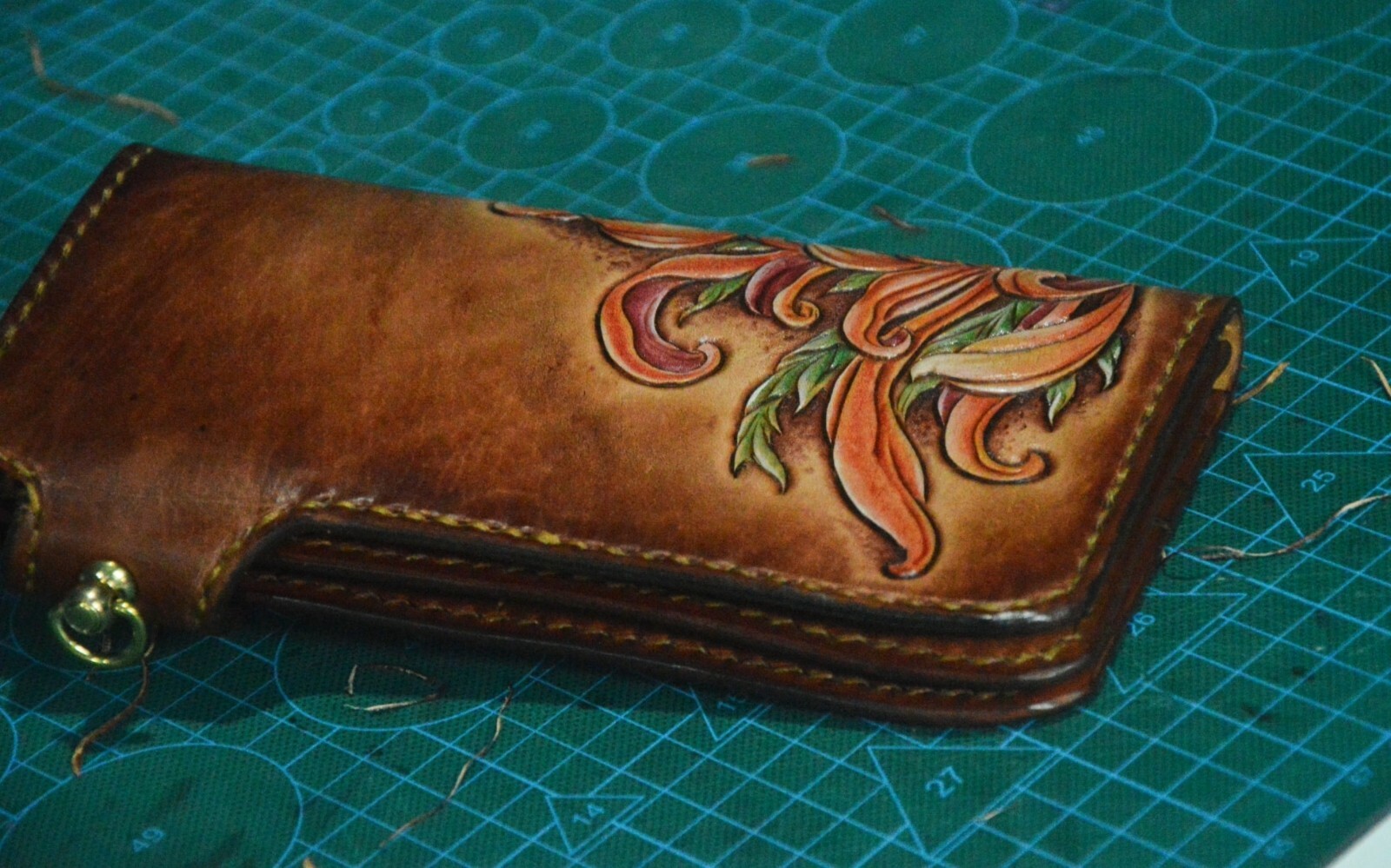 Pre-owned Handmade Custom Leather Biker Skull Carved Wallet Chain  Leather Wallet Gift X27 In Brown