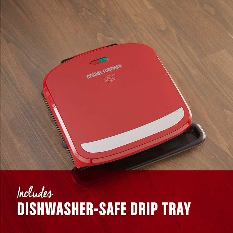 George Foreman 4-Serving Removable Plate Grill and Panini Press, Red, GRP360R