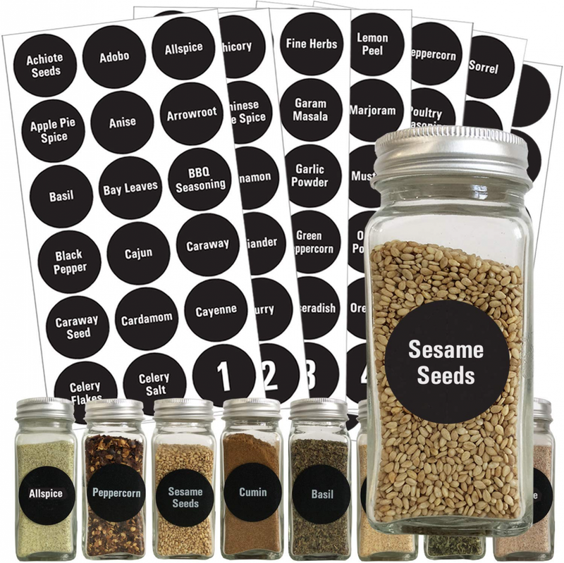 Preprinted Blank Spice Labels Round Chalkboard Sticker for Lids Jars 1