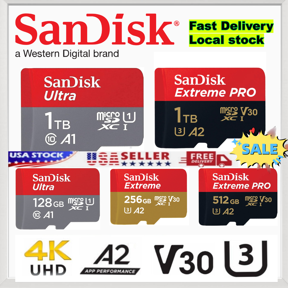 Micro Sd Card Sandisk Ultra Extreme Pro 64Gb 128Gb 256Gb 512
