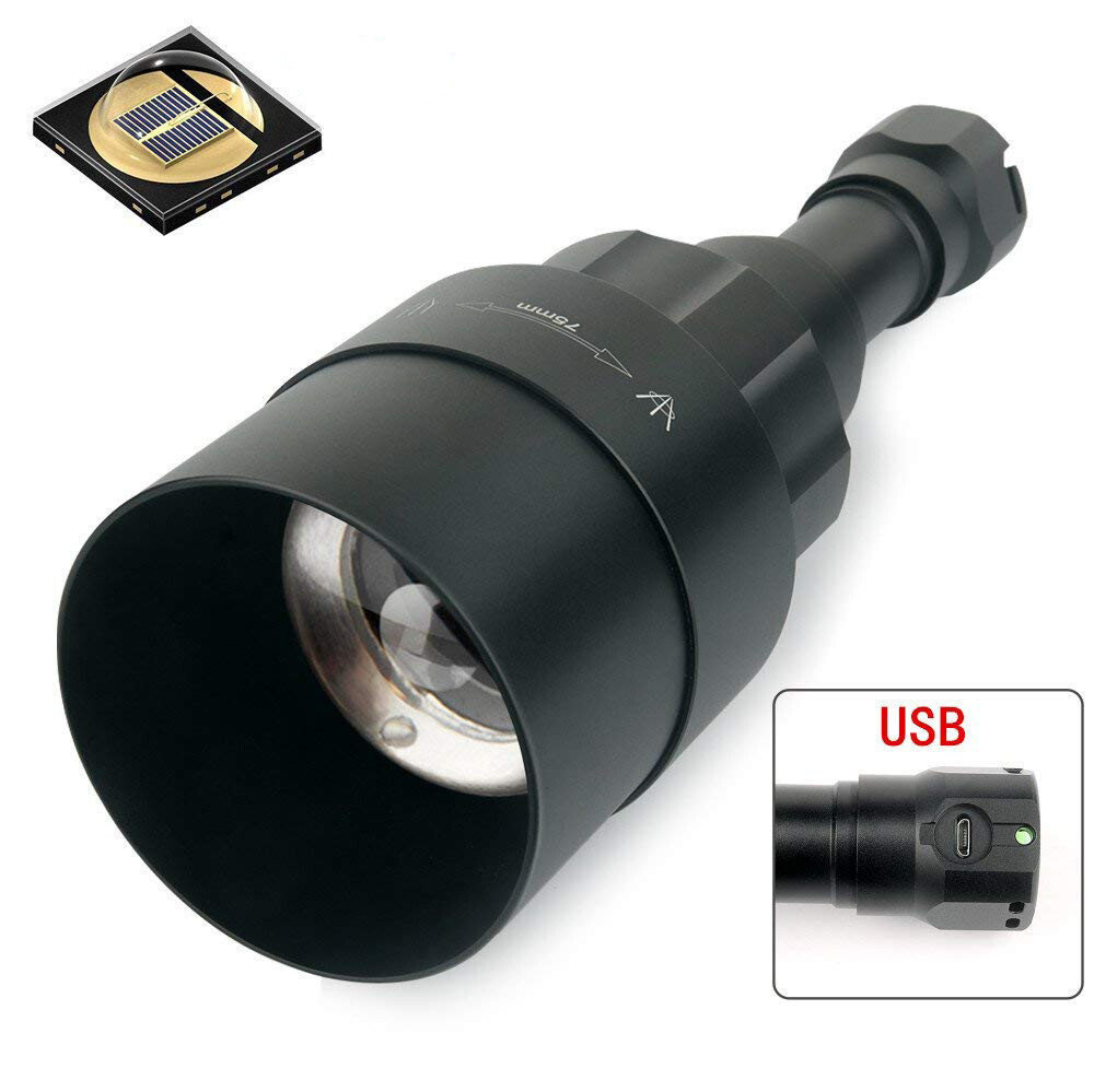 UniqueFire 1605 75mm LENS 5W 850nm USB Rechargeable IR Hunting Zoom Flashlight
