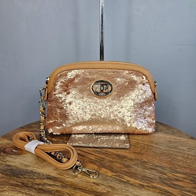 Sherif NWOT Rose Gold Sequins Crossbody Bag