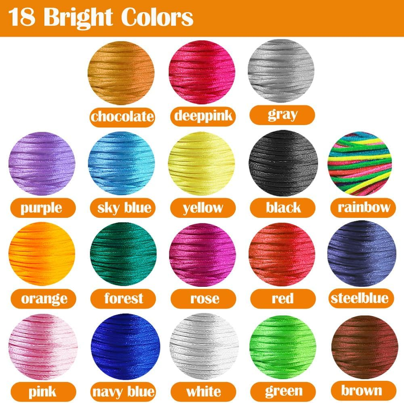 200 Yards Nylon Cord 1.5mm Silk Cord Rattail Bracelet String Nylon String for Be