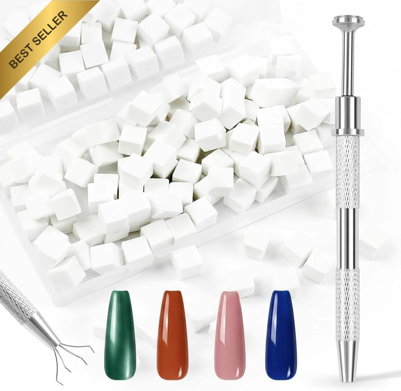 100Pcs Ombre Nail Sponges with Gripper Pen, 0.39" Small Nail Art Sponge Set for