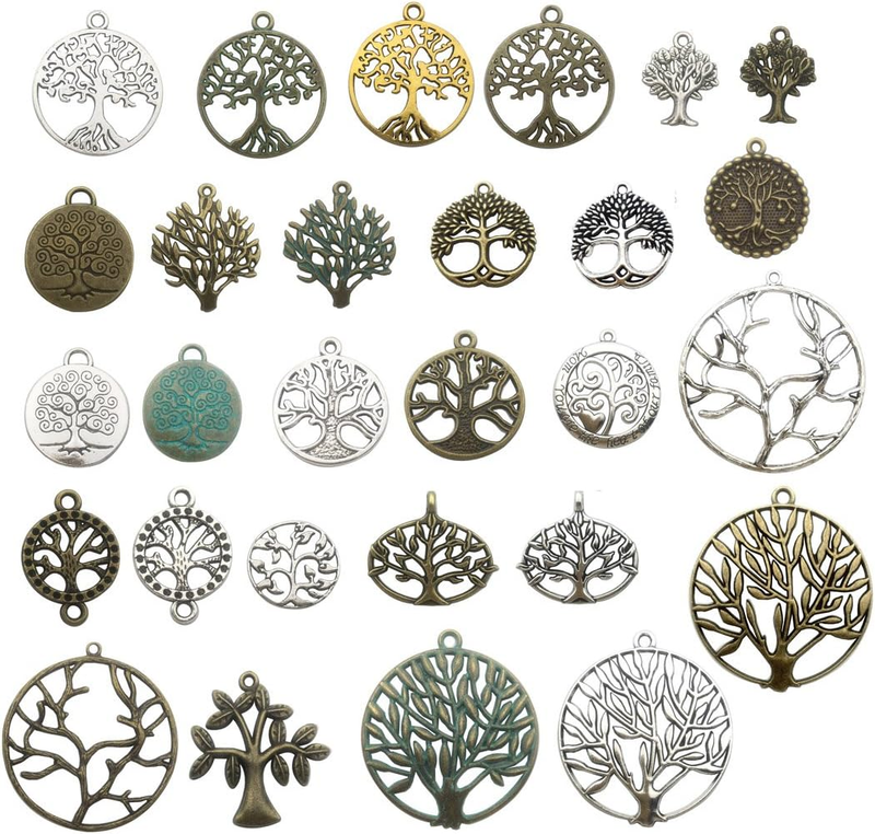 100G Craft Supplies Mixed Tree of Life Pendants Beads Charms Pendants for Crafti