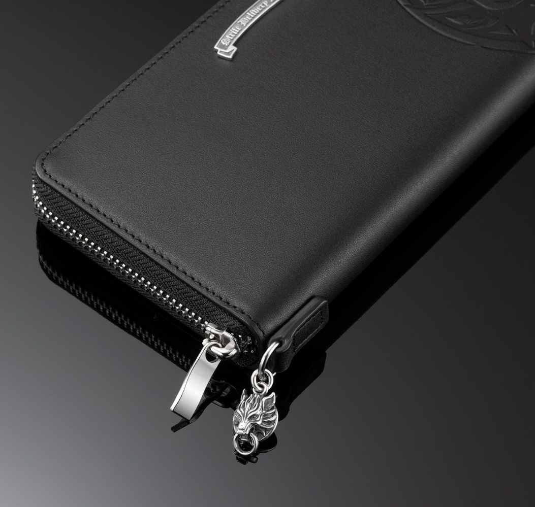 Pre-owned Square Enix Final Fantasy Vii 7 Advent Children Cloudy Wolf Cloud Leather Wallet + Charm In Black