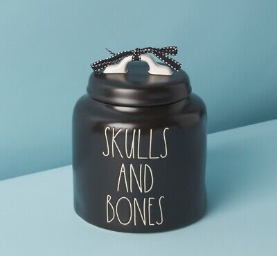Rae Dunn 7in Skull And Bones Cookie Jar/ Canister