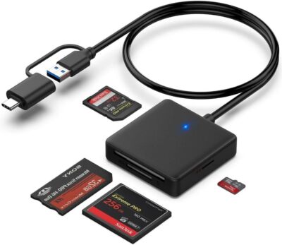 Memory Card Reader, 4In1 USB USB-C to SD Micro SD MS CF Card Reader Adapter