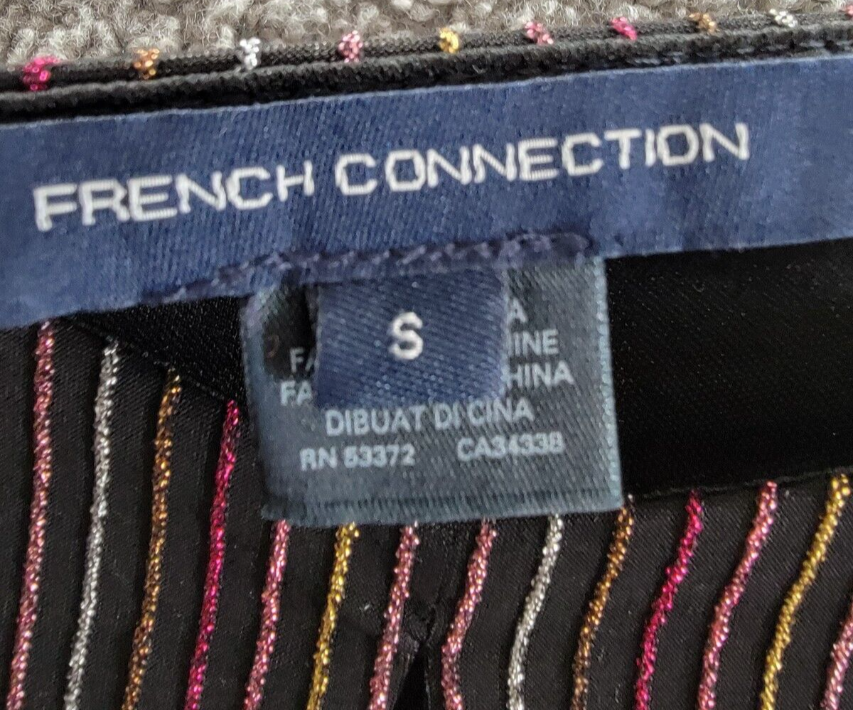 French Connection Paula Keyhole Midi Dress Women's S Blackout Multi Round Neck - Picture 9 of 16