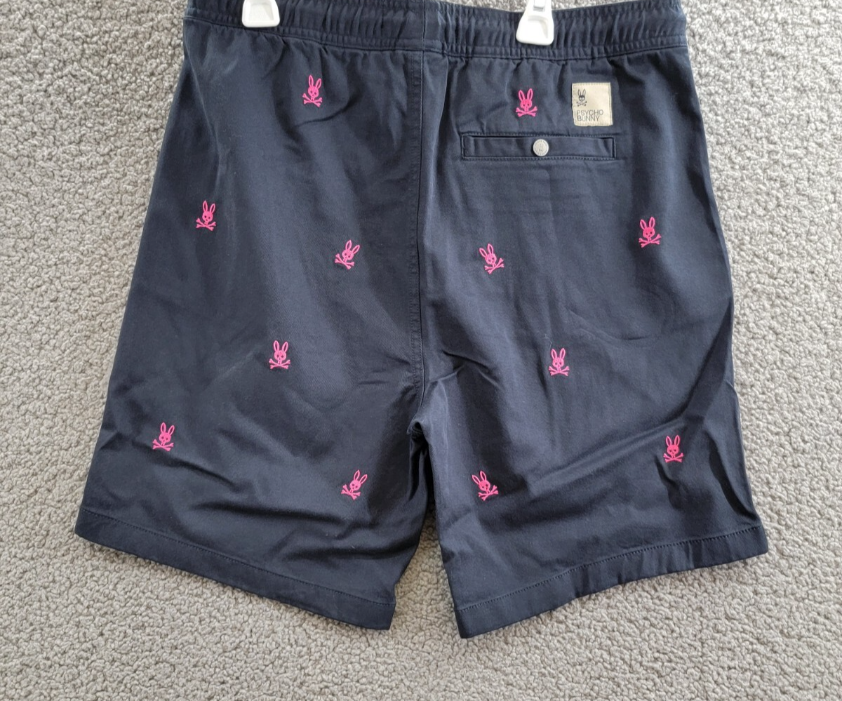 Psycho Bunny Guilford Logo Embroidered Shorts Boys' XL 18-20 Navy Elastic Waist - Picture 11 of 17