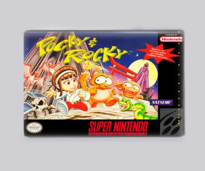 POCKY & ROCKY - 2'' x 3'' FRIDGE MAGNET (super nintendo game snes retro