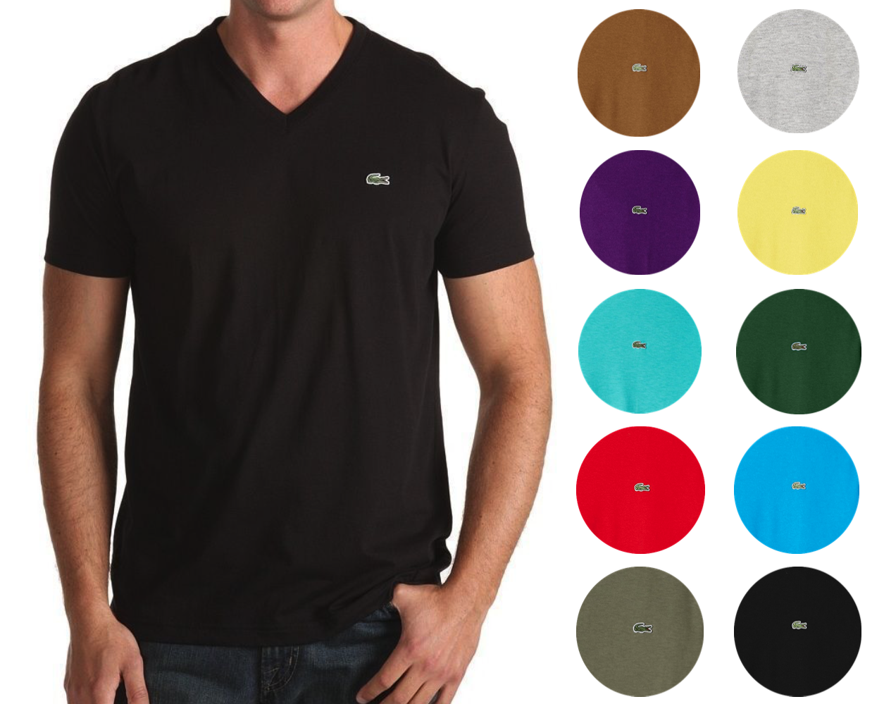 

Lacoste Men-#39; Premium Pima Cotton Sport Athletic Jersey Футболка с V-образным вырезом