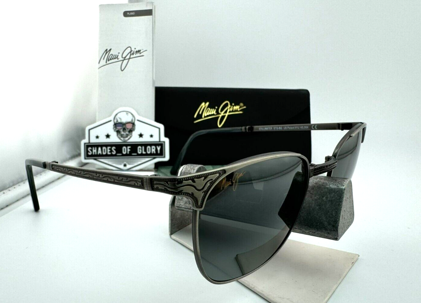 Pre-owned Maui Jim Stillwater Mj 706-17c Pewter Neutral Grey Polarized Folding Sunglasses