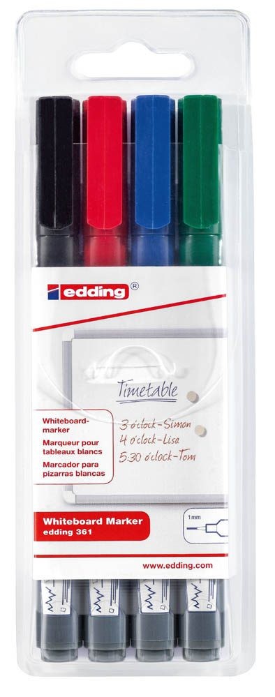 edding 361 Whiteboard-Marker farbsortiert 1,0 mm, 4 St. rot blau grün schwarz