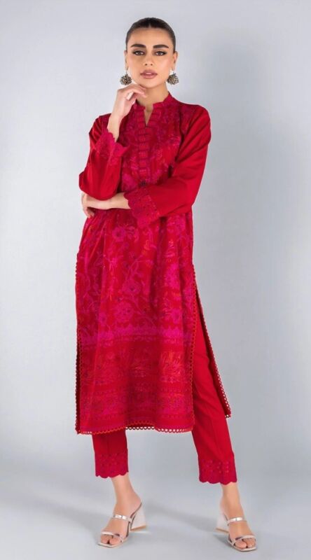 Khaadi Signature Women Kurta Embroidered Long Shirt Size 8 Desi Pakistani New