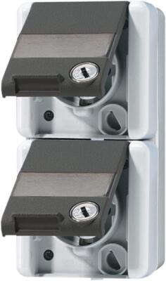 Jung Steckdose 8220NAWSL - Aufputz montiert, Thermoplast, 16A, 250V, IP44, Grau
