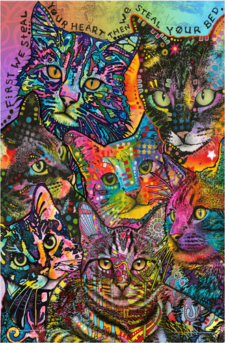 Bed Cats by Dean Russo Mini Poster - 11" x 17"
