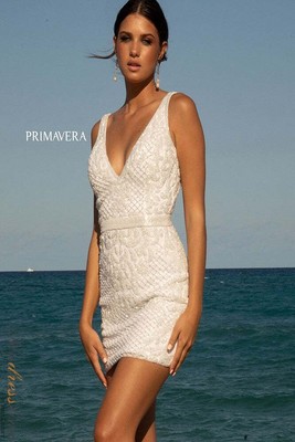 Pre-owned Primavera Couture Primavera 11037 Evening Dress Lowest Price Guarantee Authentic In Ivory
