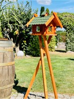 DARLUX Rechteckiges Vogelhaus L Vogel Futterstelle Haus + Ständer Braun/Grün