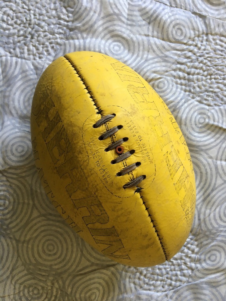 Vintage TW Sherrin Match Rugby Game Ball AFL Football Yellow Leather Australia