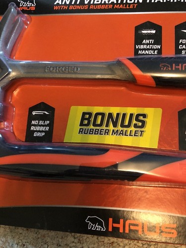 Haus 20 oz Anti Vibration Hammer & 16 oz Rubber Mallet  - Brand New, Sealed