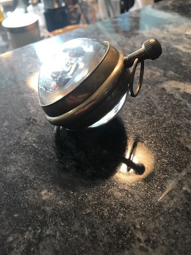 1970's RARE MIYOTA DESK CLOCK/ PAPERWEIGHT CLOCK BRASS GLOBE COMPASS GLASS BALL