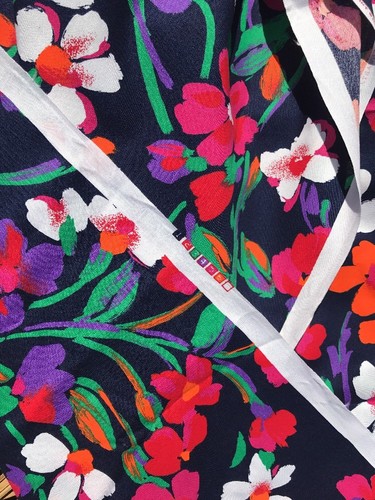 Fabric Cranston Print Works Schwartz Liebman Multi Colors Floral Cotton  USA 2.5
