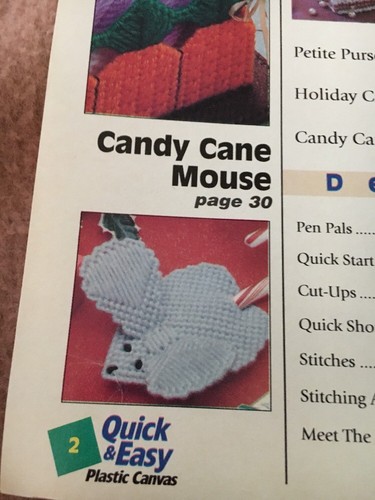 Quick & Easy Plastic Canvas February/March 2000 Number 64 Tulip Candy Cane Mouse