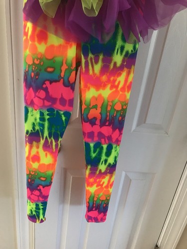 Weissman Dance Costume Tutu Leggings Tie-Dye Size LC 14 Large 80’s Recital