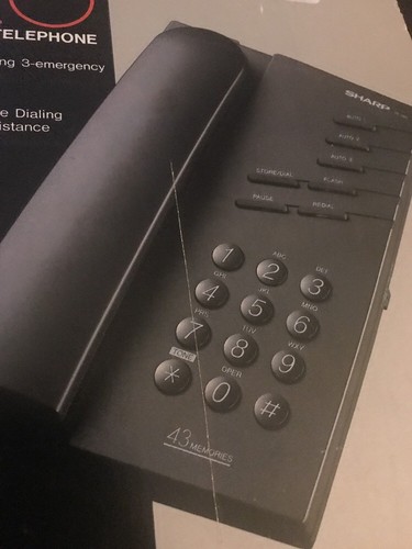 Vintage New Sharp Phone TP-220 Auto-Dial Telephone Black