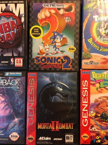 Sega Genesis - Lot Of 6 MOST COMPLETE Games Sonic 2 NBA JAM Mortal Kombat II