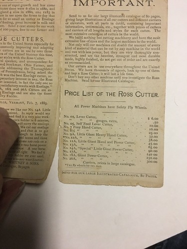 ROSS ENSILAGE & FODDER CUTTERS FODDER SHREDDERS 8 Page Brochure