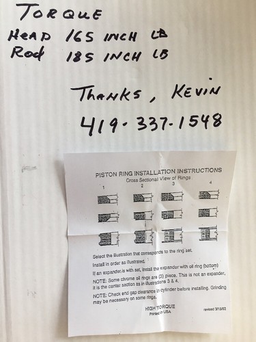 fits BRIGGS AND STRATTON 8HP ENGINE REBUILD with STANDARD piston 8 horsepower