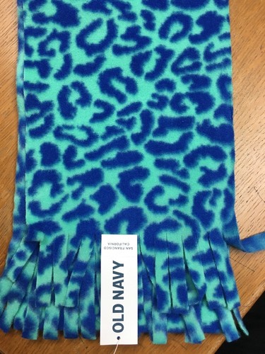 Girls Old Navy Blue Green Leopard Print Fleece Scarf NWT Twins Triplets Quads