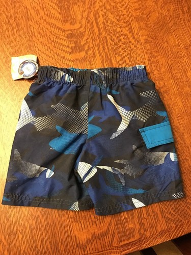 OP Ocean Pacific Shark Swim Trunks Faux Fly Front Boy's Size 18 Months NWT