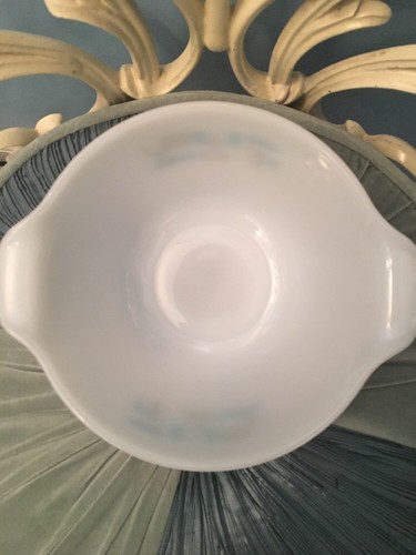 Fire King “Blue Heaven” Bowl Mod Design Tab Handles 12 Rare Vintage