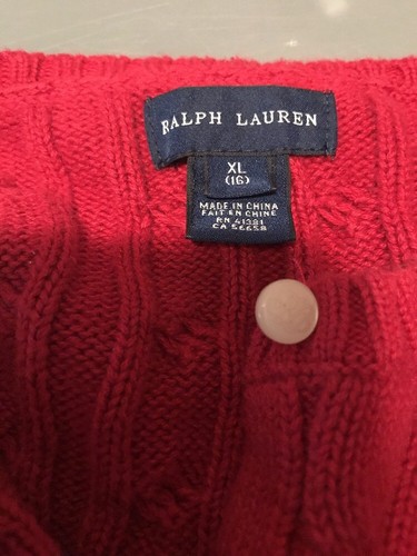 Polo Girls Sweater Size Xl 16
