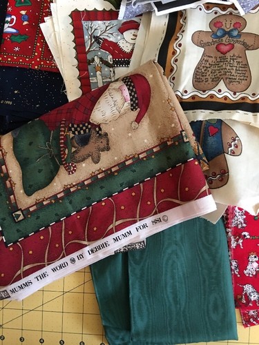 Lot of Fabric scraps Remnants Christmas Holiday Red Green Grandmas Gingerbread