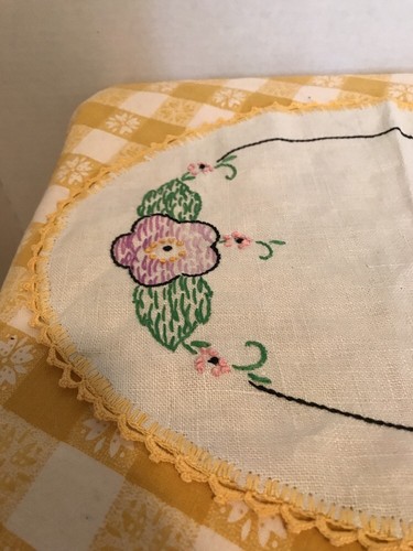 Vintage Handmade Needlepoint Doily With Floral Detail