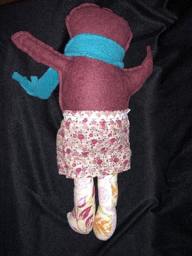 Pair of Handmade Rag Dolls FELT Flannel FABRIC Button Eyes FOLK ART Primitive