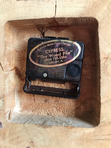 Rustic Log Cabin Scene Cedar Wood Slab Raw Edge Lacquered Wall Clock Florida